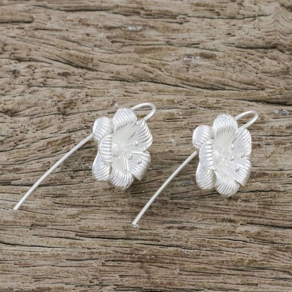 Alternate image for Floral Sterling Silver Drop Earrings from Thailand Tasteful Blossoms
