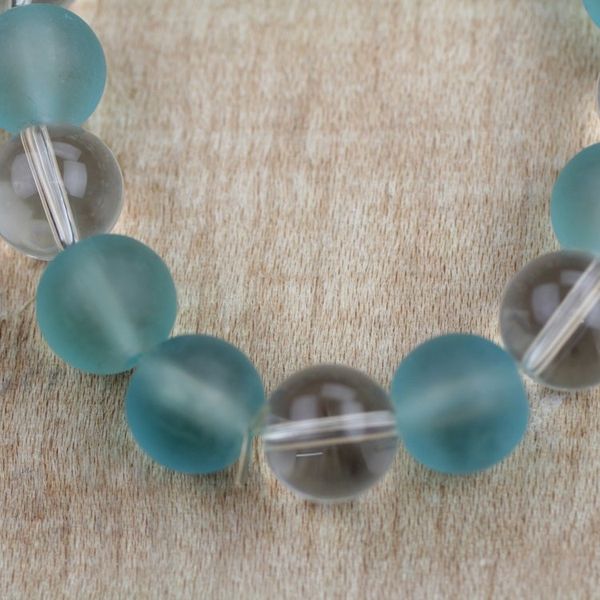 Alternate image for Clear and Blue Recycled Glass Beaded Stretch Bracelet Beautiful Ice