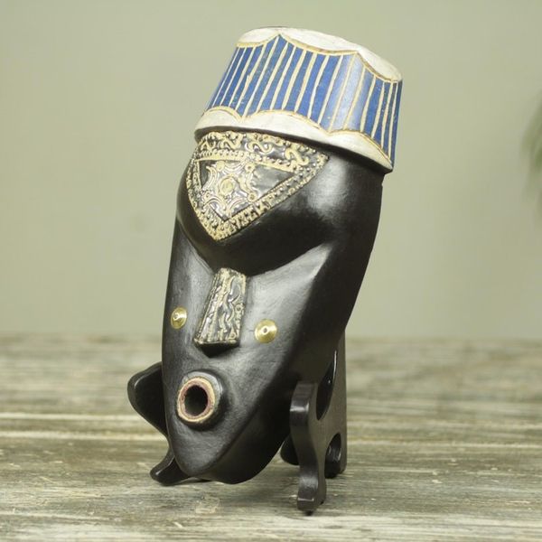 Alternate image for Ghana Handcrafted Genuine African Mask and Display Stand Ewe Blessing