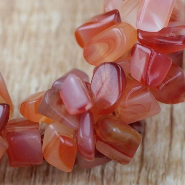 Alternate image for Handmade Coral Red Agate and Recycled Glass Beaded Bracelet Coral Kiss