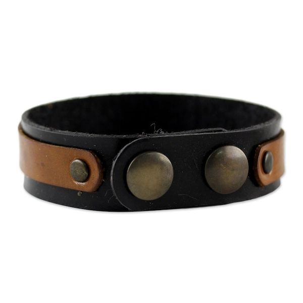 Alternate image for Mens Jasper and Leather Wristband Bracelet from Thailand Rocky Party in Red