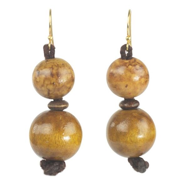 Alternate image for Sese Wood and Nylon Twine Dangle Earrings from Ghana Godly Presence