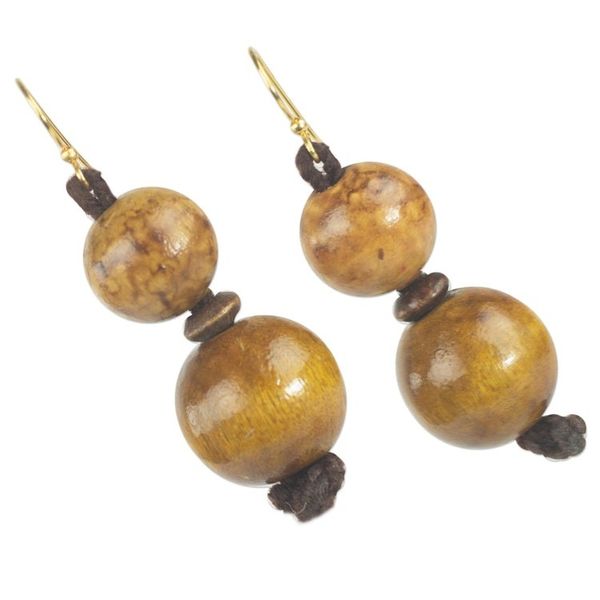 Alternate image for Sese Wood and Nylon Twine Dangle Earrings from Ghana Godly Presence
