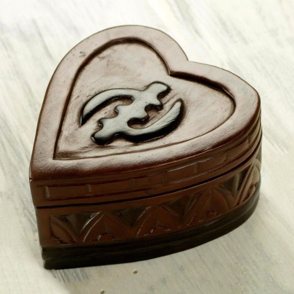 Alternate image for Ghanaian Hand Carved Heart Shaped Jewelry Box Heart of Africa