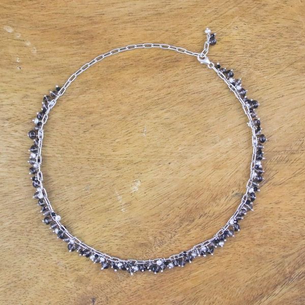 Alternate image for Smoky Quartz and Pearl Beaded Necklace from Thailand Thai Magic