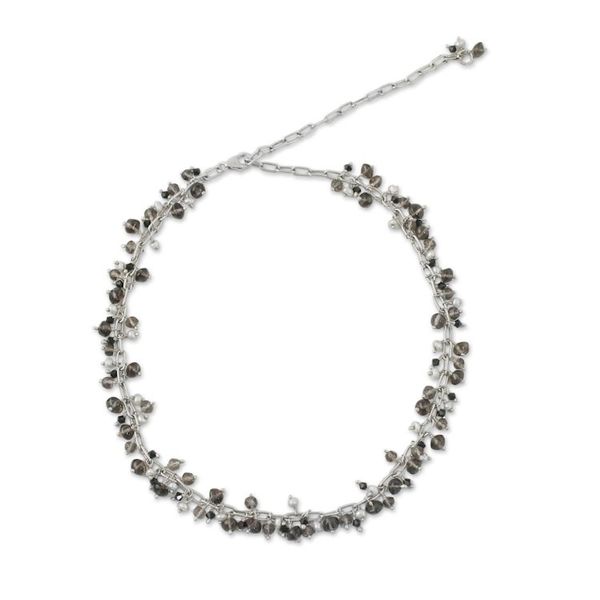 Alternate image for Smoky Quartz and Pearl Beaded Necklace from Thailand Thai Magic