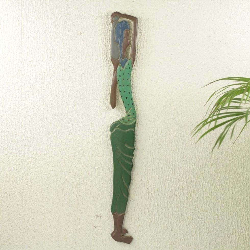 Hand Carved and Painted African Wood Wall Panel 'Konsuo'