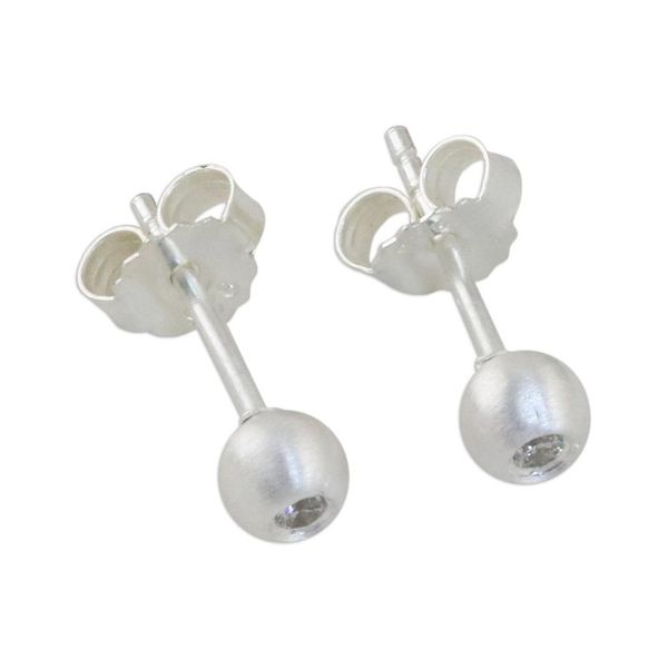 Alternate image for Sterling Silver and CZ Stud Earrings from Thailand Sparkling Eyes