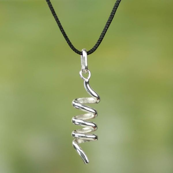 Alternate image for Handmade Sterling Silver Spiral Pendant Necklace Spiral Descent