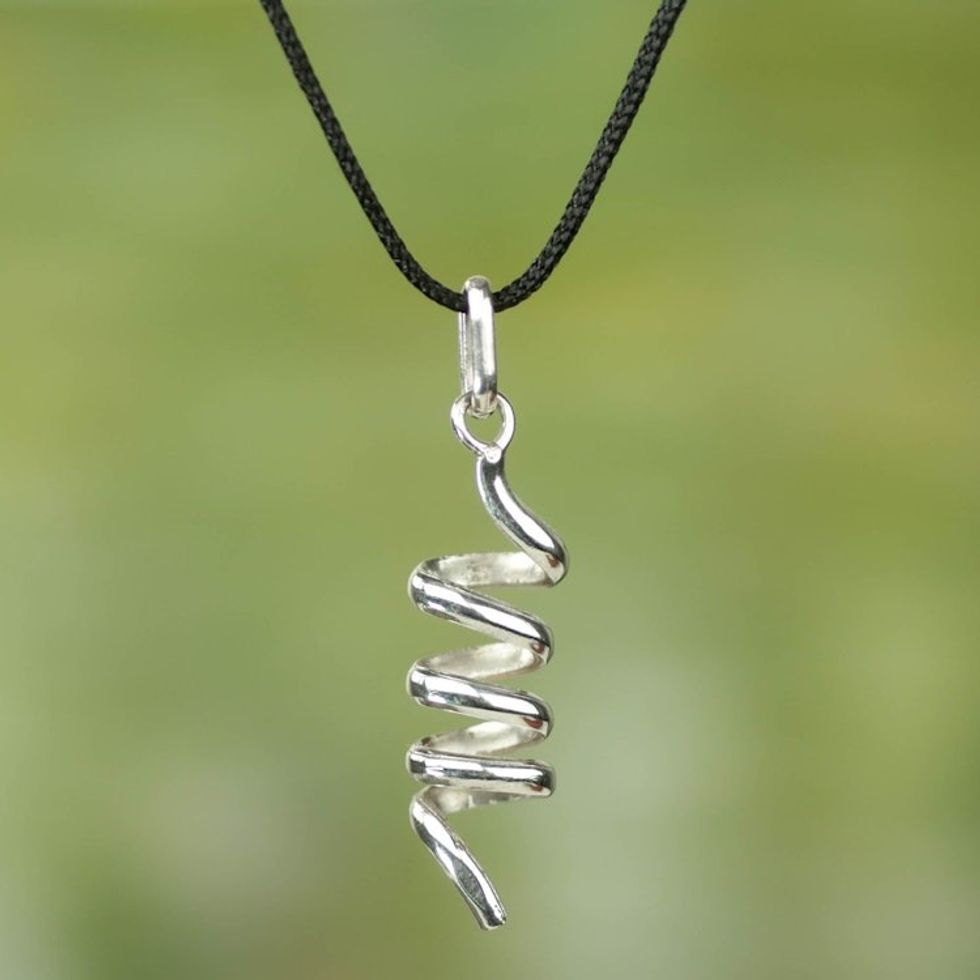 Handmade Sterling Silver Spiral Pendant Necklace 'Spiral Descent'