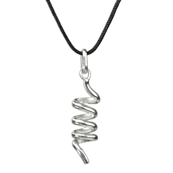 Alternate image for Handmade Sterling Silver Spiral Pendant Necklace Spiral Descent