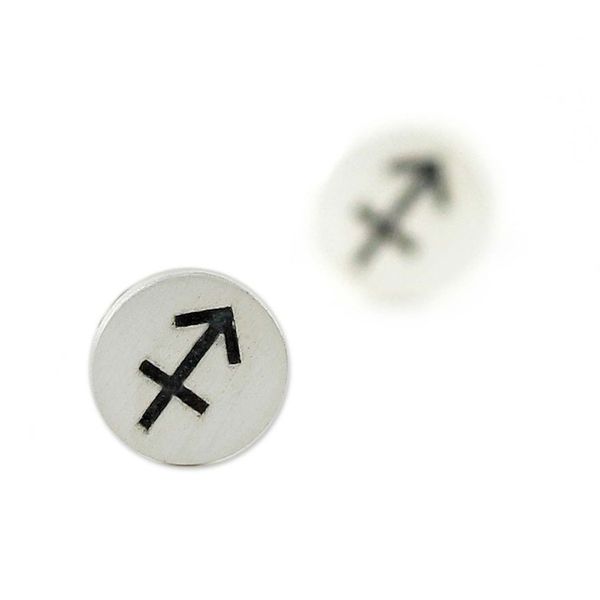 Alternate image for Sterling Silver Sagittarius Stud Earrings from Thailand Satin Sagittarius