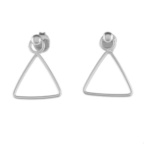 Alternate image for 925 Sterling Silver Triangle Frame Earrings of Thailand Elegant Triangle