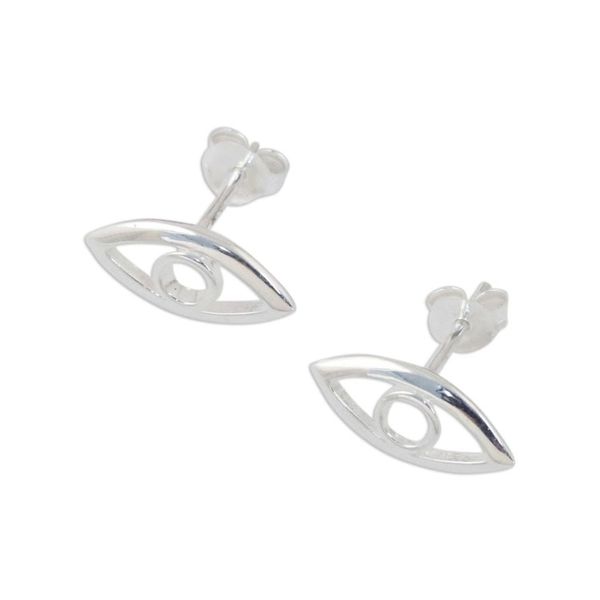 Alternate image for Handcrafted Sterling Silver Button Earrings from Thailand Magic Eye