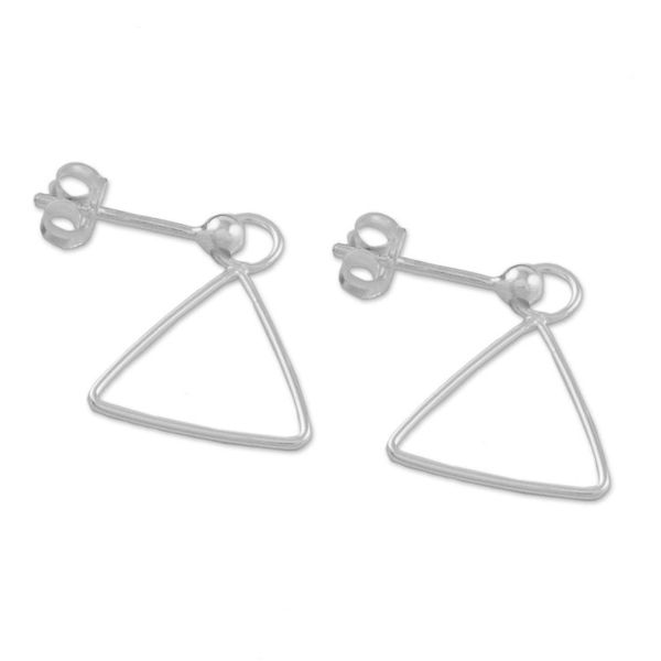 Alternate image for 925 Sterling Silver Triangle Frame Earrings of Thailand Elegant Triangle