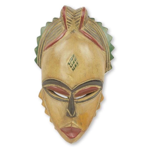 Alternate image for Artisan Crafted African Mask Carved from Wood Natural Beauty