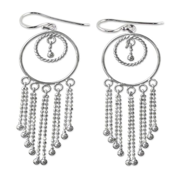 Alternate image for Thai Artisan Jewelry Sterling Silver Chandelier Earrings Dream Protectors