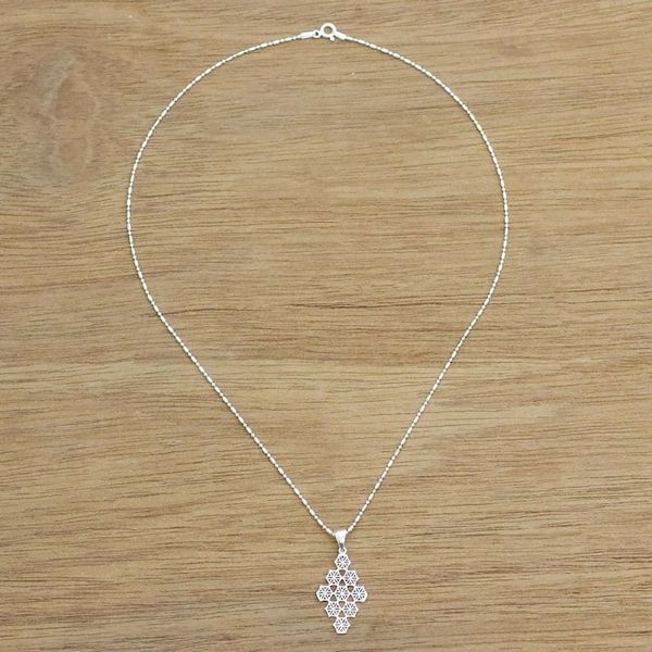 Alternate image for Sterling Silver Snowflake Pendant Necklace from Thailand Dazzling Snowflakes