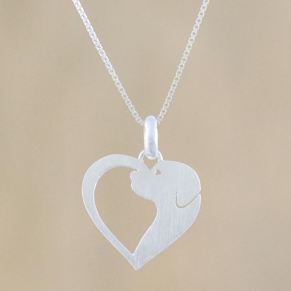 Alternate image for Dog Heart Sterling Silver Pendant Necklace from Thailand Soul of a Puppy