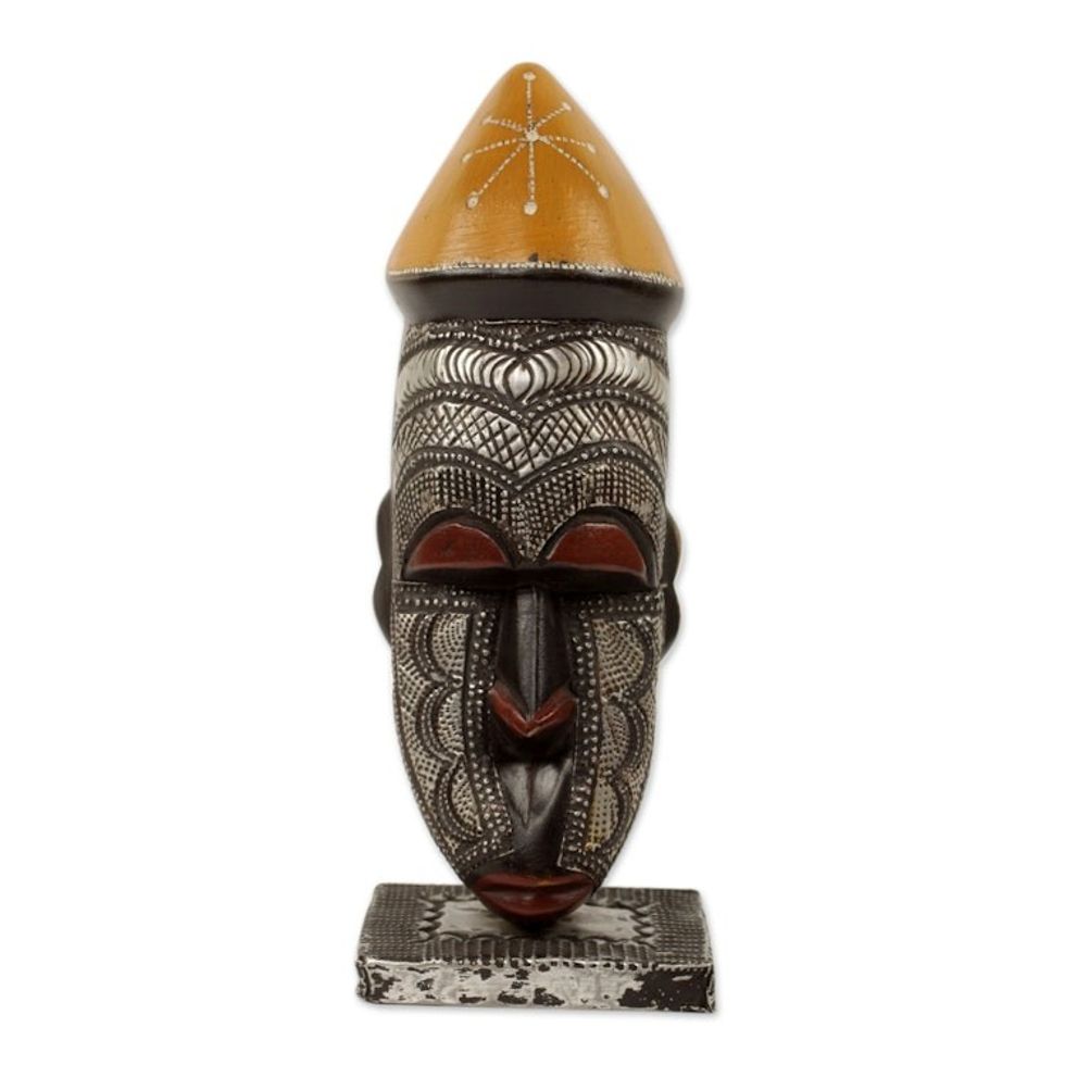 Artisan Crafted African Mask and Stand 'Congo King'