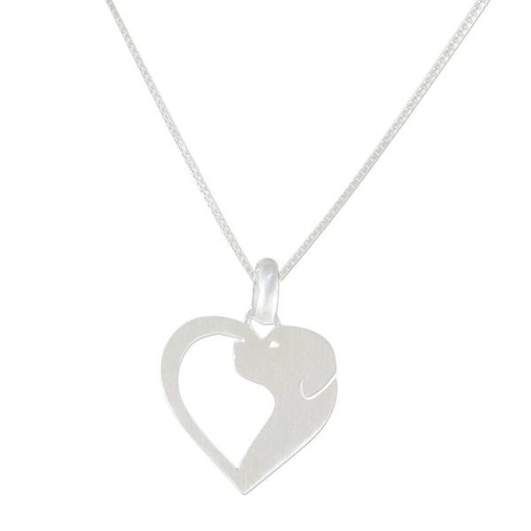 Alternate image for Dog Heart Sterling Silver Pendant Necklace from Thailand Soul of a Puppy