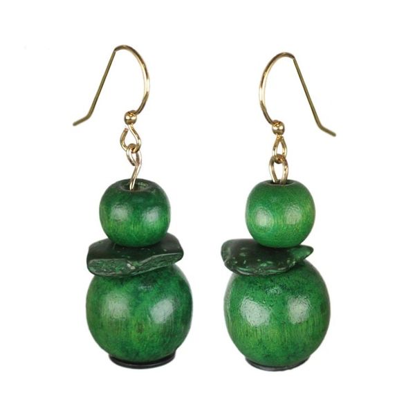 Alternate image for Handcrafted Green and Mighty Sese Wood Dangle Earrings Green and Mighty