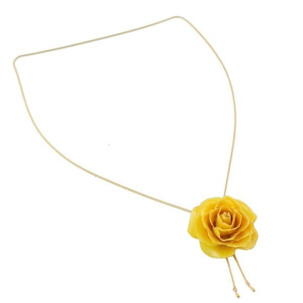 Alternate image for Gold and Genuine Yellow Rose Necklace from Thailand Garden Rose in Yellow