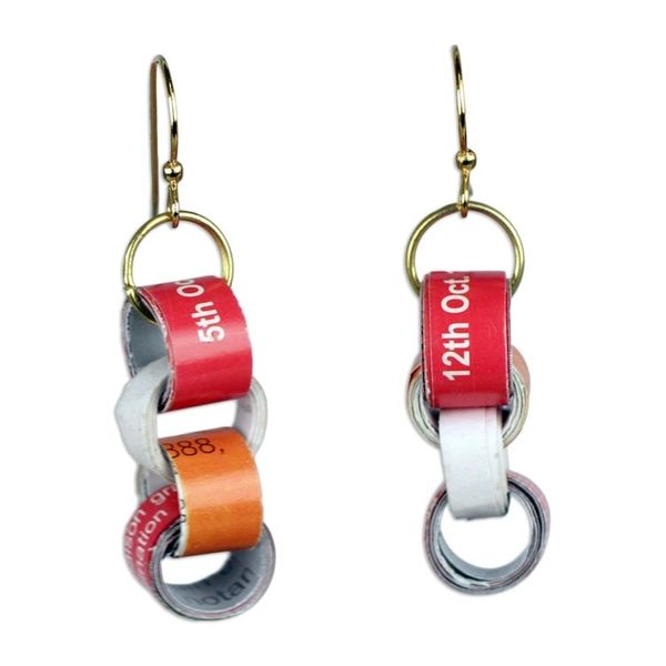 Alternate image for Chain Motif Recycled Paper Dangle Earrings from Ghana Eco Nkonson