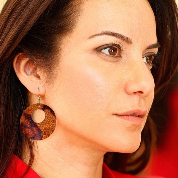 Alternate image for Sese Wood Snakeskin Motif Dangle Earrings from Ghana Anaconda