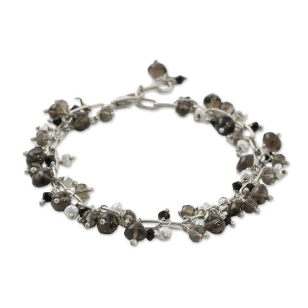 Alternate image for Smoky Quartz and Cultured Pearl Bracelet from Thailand Elegant Dream