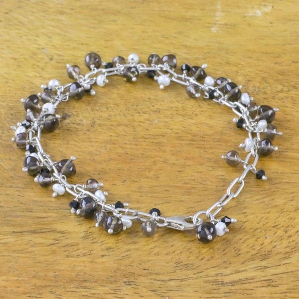 Alternate image for Smoky Quartz and Cultured Pearl Bracelet from Thailand Elegant Dream