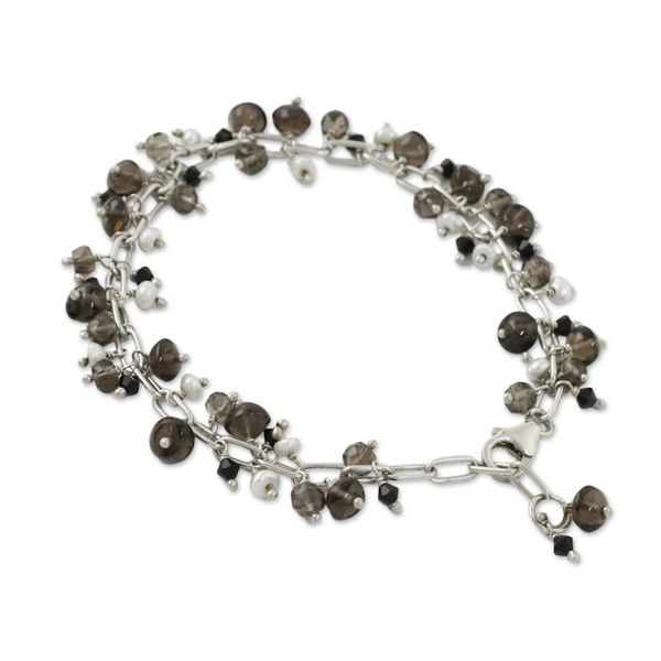 Alternate image for Smoky Quartz and Cultured Pearl Bracelet from Thailand Elegant Dream