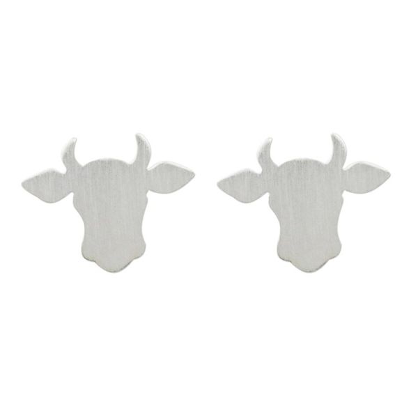 Alternate image for Handmade 925 Sterling Silver Bull Steer Stud Earrings Gentle Bull