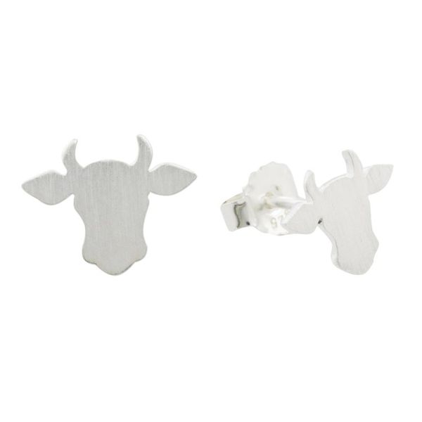 Alternate image for Handmade 925 Sterling Silver Bull Steer Stud Earrings Gentle Bull