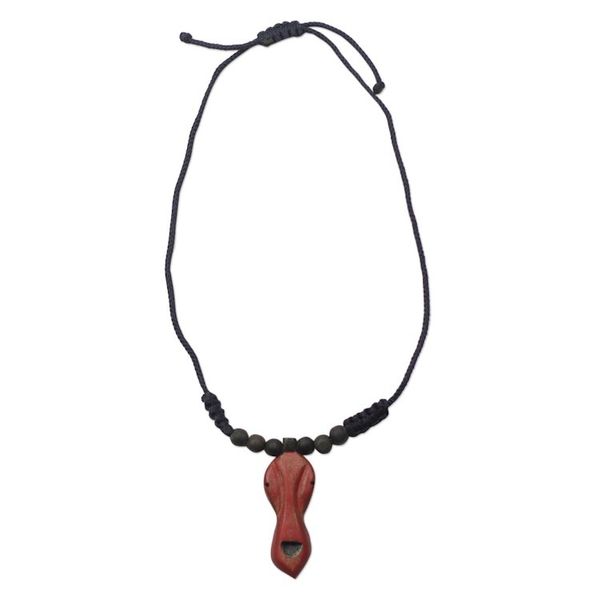 Alternate image for Adjustable Sese Wood Pendant Necklace in Red from Ghana Good Impression