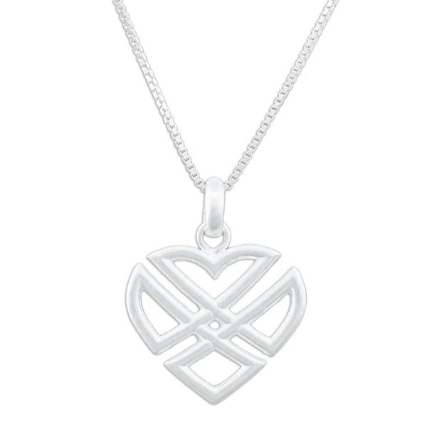 Alternate image for Handmade Heart Shaped 925 Sterling Silver Pendant Necklace Combined Heart