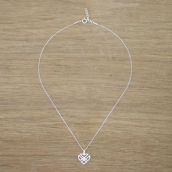 Alternate image for Handmade Heart Shaped 925 Sterling Silver Pendant Necklace Combined Heart