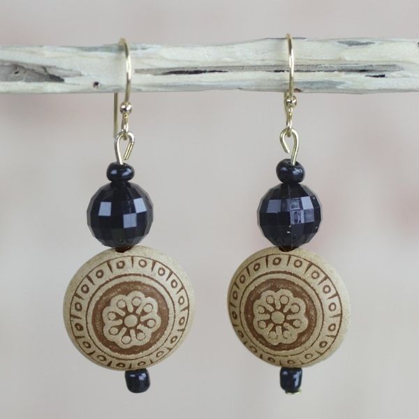 Alternate image for Faceted Floral Recycled Plastic Round Dangle Earrings Highly Favored