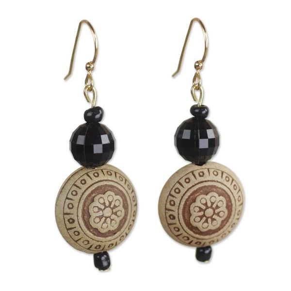 Alternate image for Faceted Floral Recycled Plastic Round Dangle Earrings Highly Favored