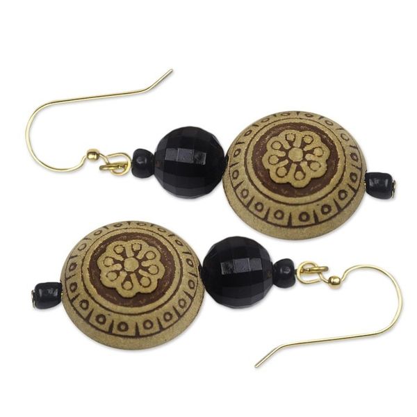 Alternate image for Faceted Floral Recycled Plastic Round Dangle Earrings Highly Favored