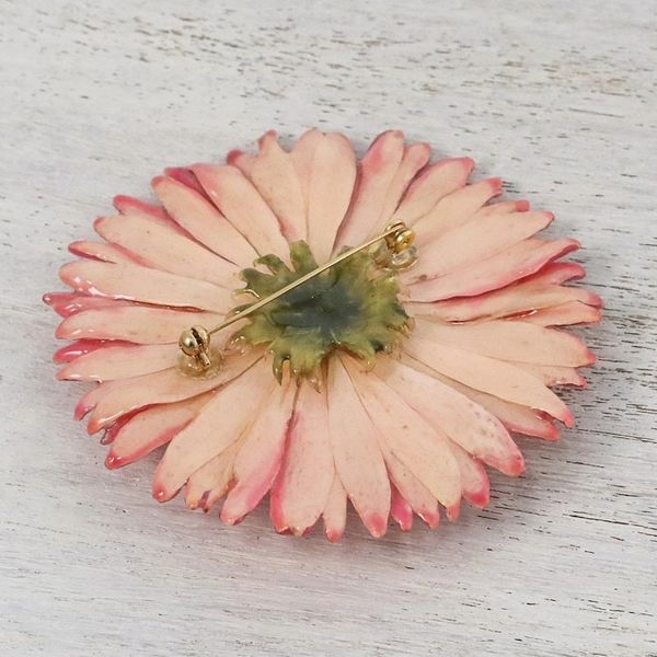 Alternate image for Handmade Natural Deep Pink Gerbera Brooch with Brass Pin Splendid Day