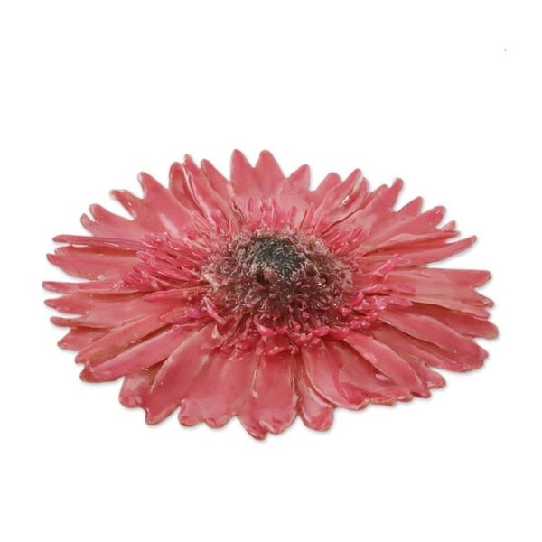 Alternate image for Handmade Natural Deep Pink Gerbera Brooch with Brass Pin Splendid Day