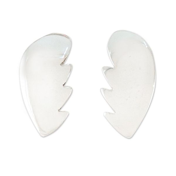 Alternate image for Handcrafted Sterling Silver Button Earrings from Thailand Broken Heart