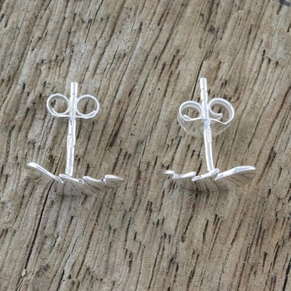 Alternate image for Handcrafted Sterling Silver Button Earrings from Thailand Broken Heart