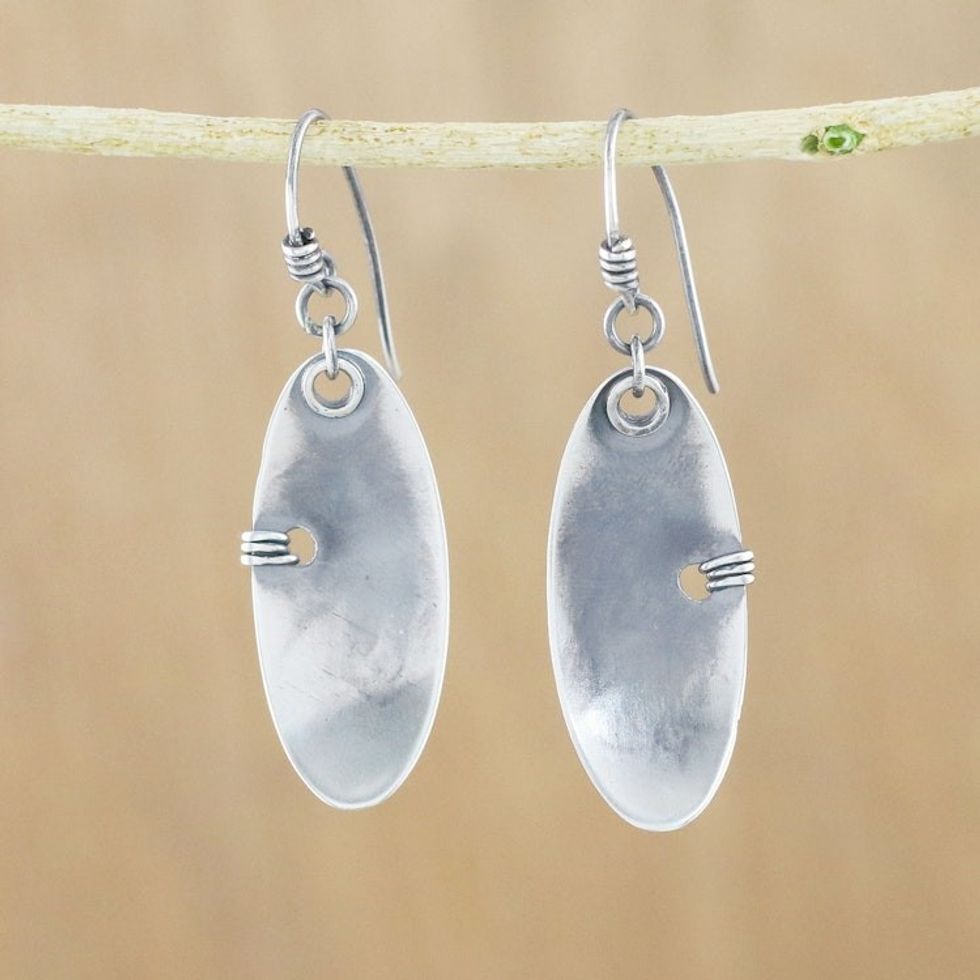Modern Sterling Silver Dangle Earrings from Thailand 'Mystical Modernity'