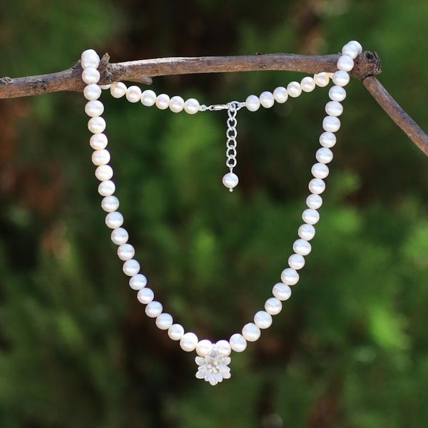 Alternate image for Cultured Freshwater Pearl Strand with Karen Silver Pendant Romantic Lily