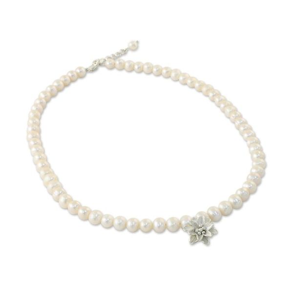 Alternate image for Cultured Freshwater Pearl Strand with Karen Silver Pendant Romantic Lily