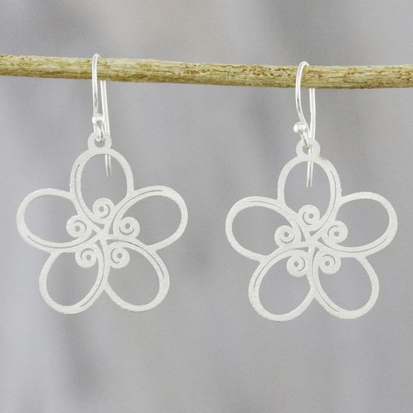 Alternate image for Floral Spiral-Motif Sterling Silver Earrings from Thailand Floral Trance