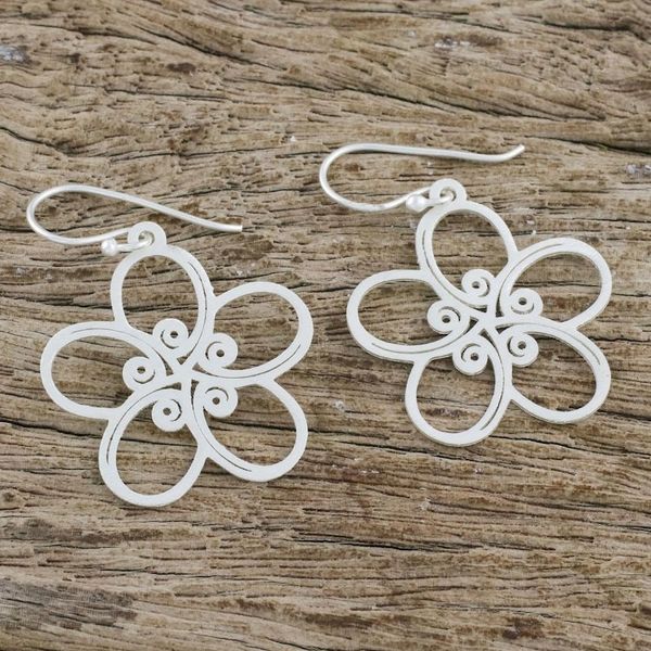 Alternate image for Floral Spiral-Motif Sterling Silver Earrings from Thailand Floral Trance