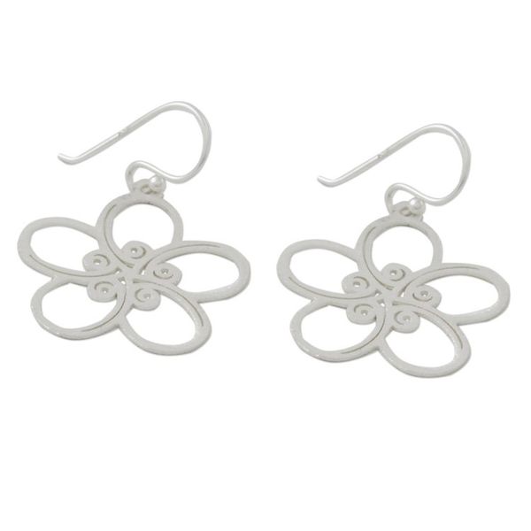 Alternate image for Floral Spiral-Motif Sterling Silver Earrings from Thailand Floral Trance